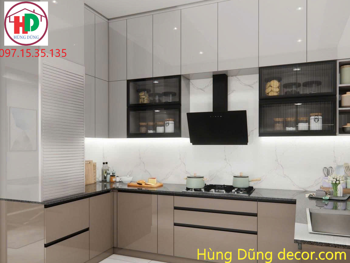 mẫu tủ Bếp chữ L