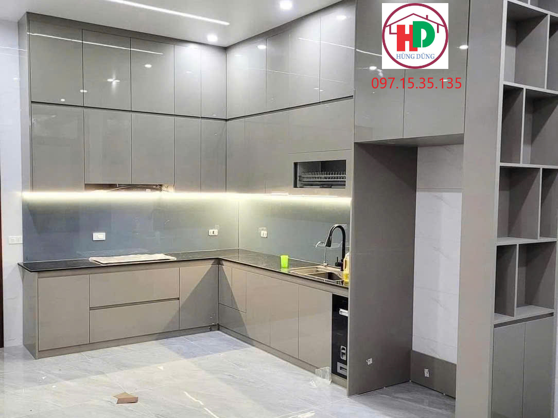 thi công tủ bếp MDF đẹp taij dix an