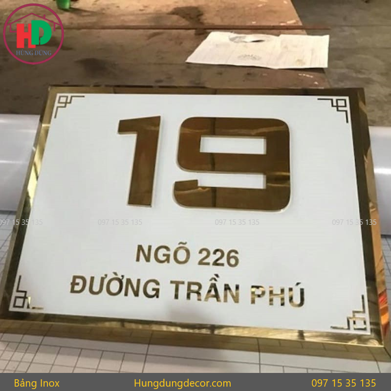  Bảng tên phòng ban bằng inox trắng