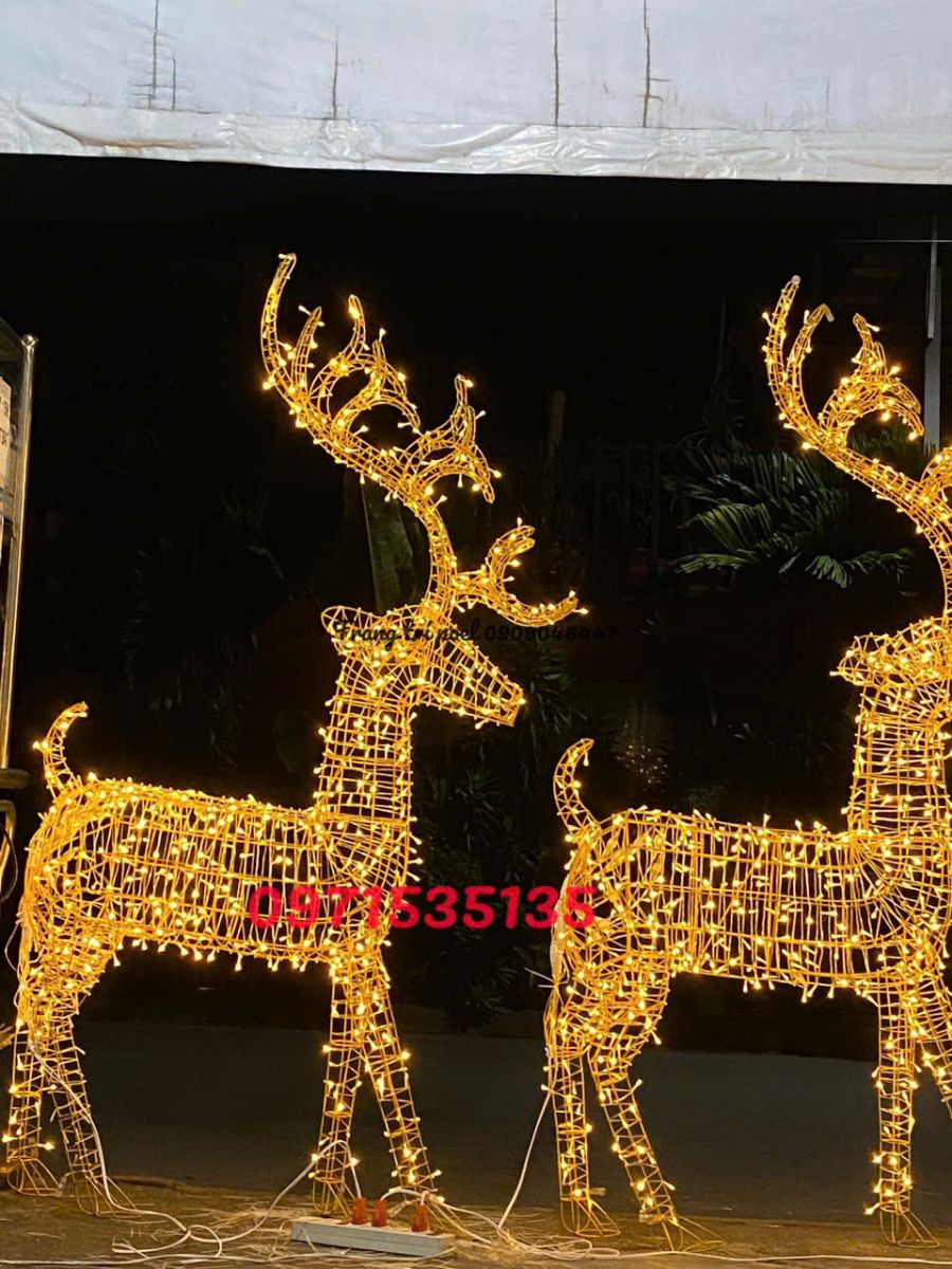 gia công tuần lộc thép quấn led