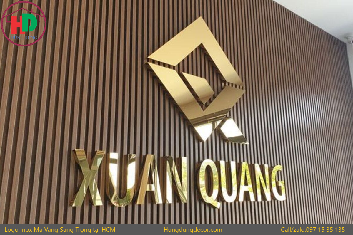 Logo inox mạ vàng nổi 3D – Sang trọng, đẳng cấp, thi công tại HCM