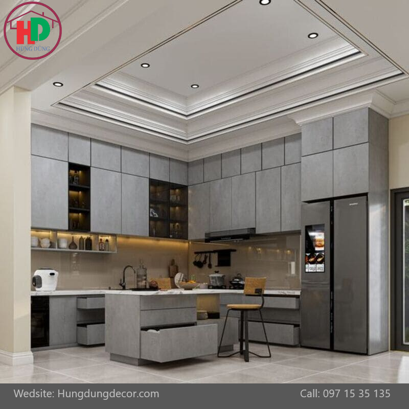 Thi công tủ bếp gỗ MDF phủ Acrylic QUẬN 2