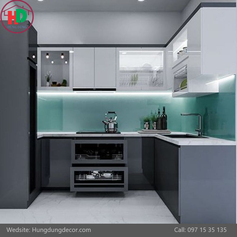 Thi công tủ bếp gỗ MDF phủ Lamilate QUẬN 2