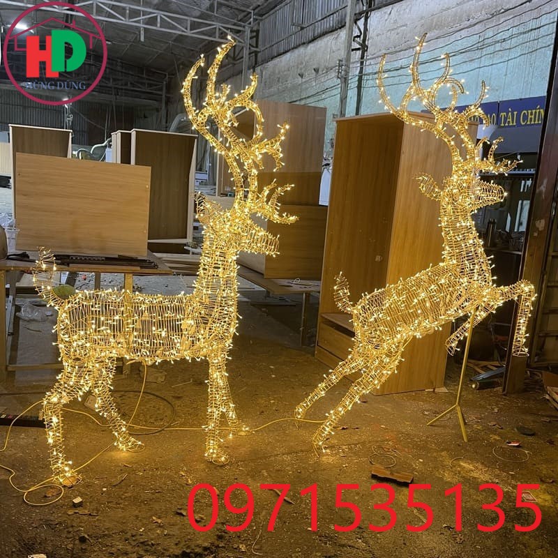 Sản xuất mô hình tuần lộc LED trang trí Noel theo yêu cầu, chất lượng cao, giá tốt