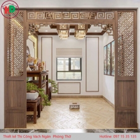 Vách ngăn hoa văn CNC phòng thờ tại Dĩ An